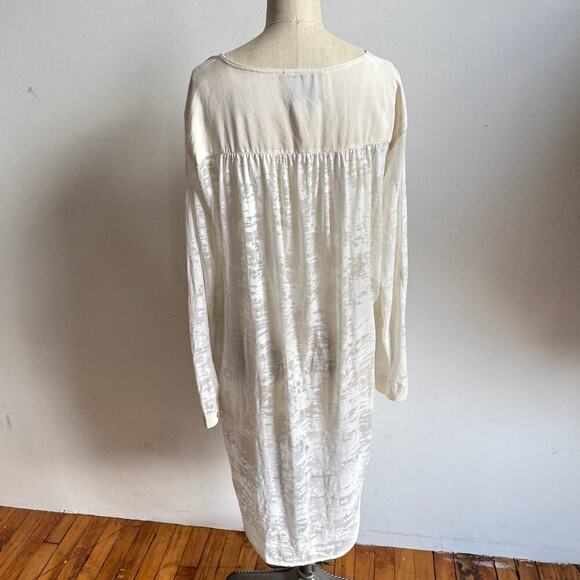 3.1 PHILLIP LIM Sheer Abstract Burnout Ivory Print Long Sleeve Midi Shirt Dress - Picture 4 of 8